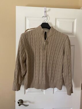 Daniel Cremieux Beige Cable Knit Half-Zip Sweater XXL
